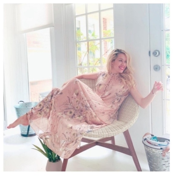 H&M Pink Floral Long Dress pleated crinkled size 6 - Picture 8 of 13